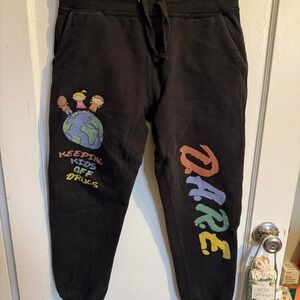 DARE Joggers Sweatpants Keeping Kids Off Drugs Graphic Print Black M/M